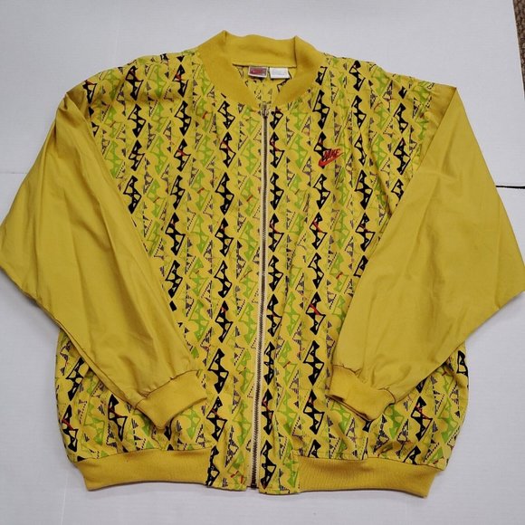 Vintage Nike Full Zip Up 100% Cotton Yellow Red Tag Jacket XL Excellent Cond